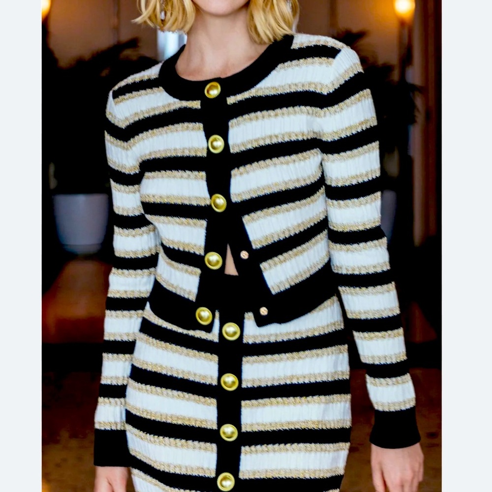 CARA CARA Bettina Stiped Lurex Cardigan